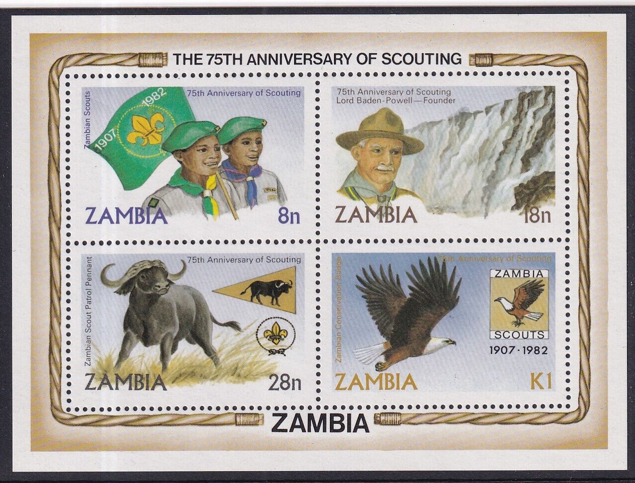 Zambia 1982 Mint Nh Souvenir Sheet #271a, Scouting Year !! Q35c