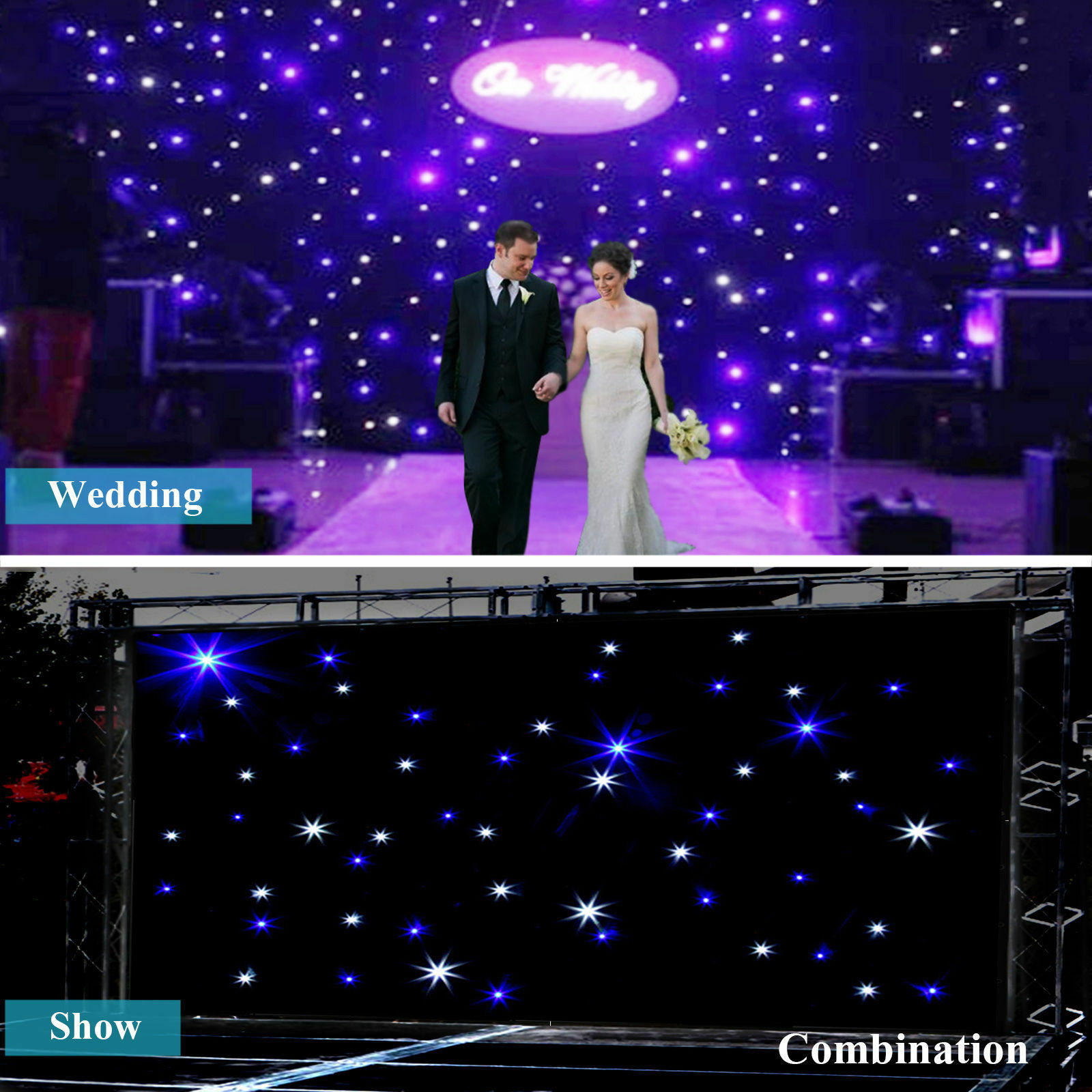New 20 X10 Ft Stage Lighting Star Led Backdrop Wedding Party Curtain Retardant