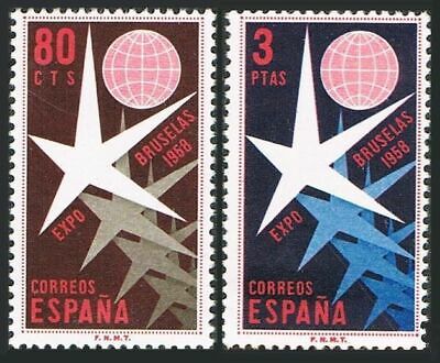 Spain 877-878,878a,mnh-.michel 1117-1118,bl.14. Expo Brlussels-1958.emblem,globe