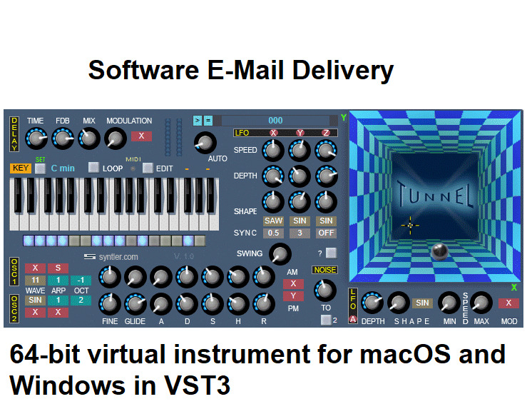 Tunnel - Vst3/au Groove & Arpeggio Synth Professional Mac/pc Software Plug-in