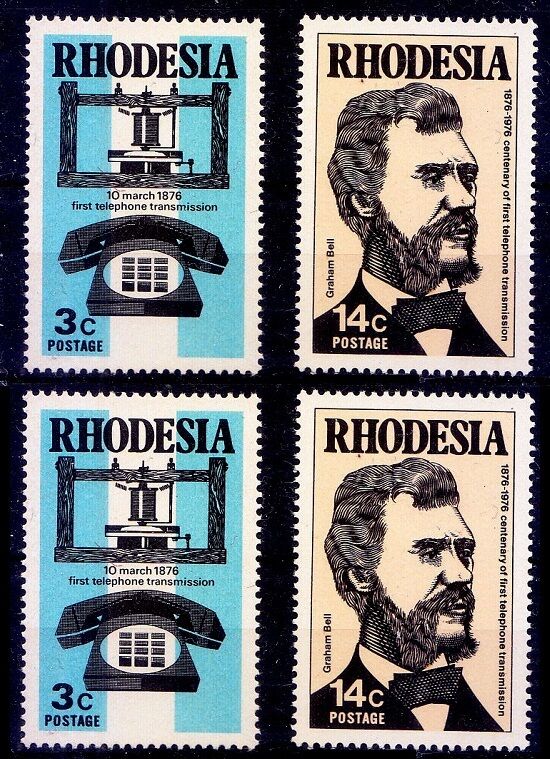 Rhodesia 1976 Mnh 2v, Graham Bell, Invented Telephone, Communication, 2 Sets