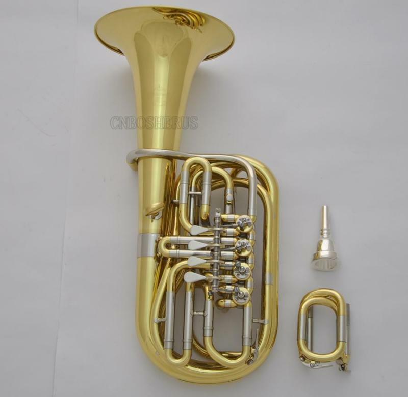 Children F/eb Tuba 4 Rotary Valve Horn Gold Lacquer 8.66'' Bell With Case