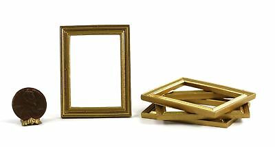 Dollhouse Miniature Set Of 4 Rectangular Gold Picture Frames