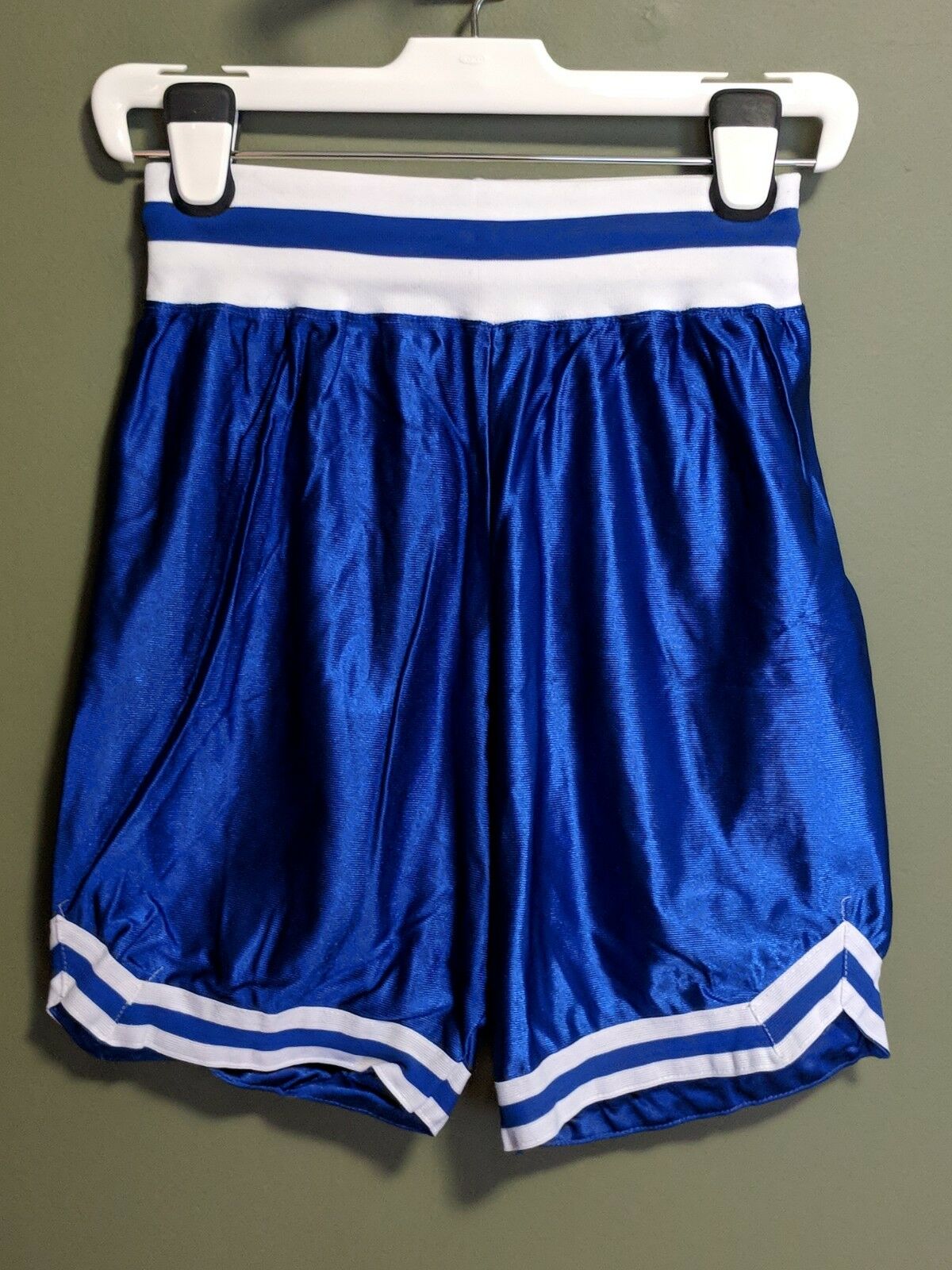 Vtg Don Alleson Shiny White/blue Nylon Basketball Boxing Gym Shorts S Usa Made