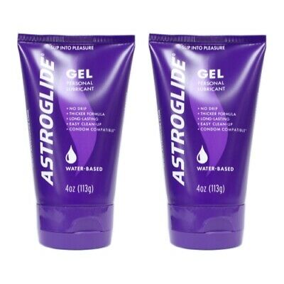 2 Pack - Astroglide Water-based Personal Lubricant Gel Easy Cleanup, 4 Oz Each