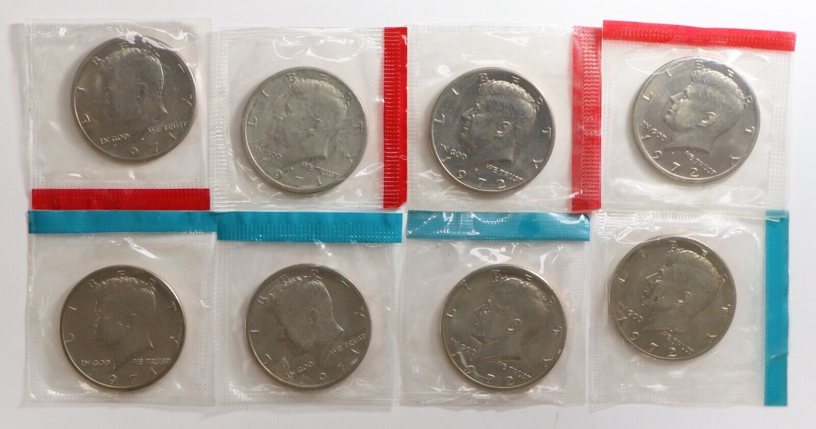 Lot Of 8 1971-1972-p/d Kennedy Half Dollars U.s. Mint Uncirculated Sets 50c