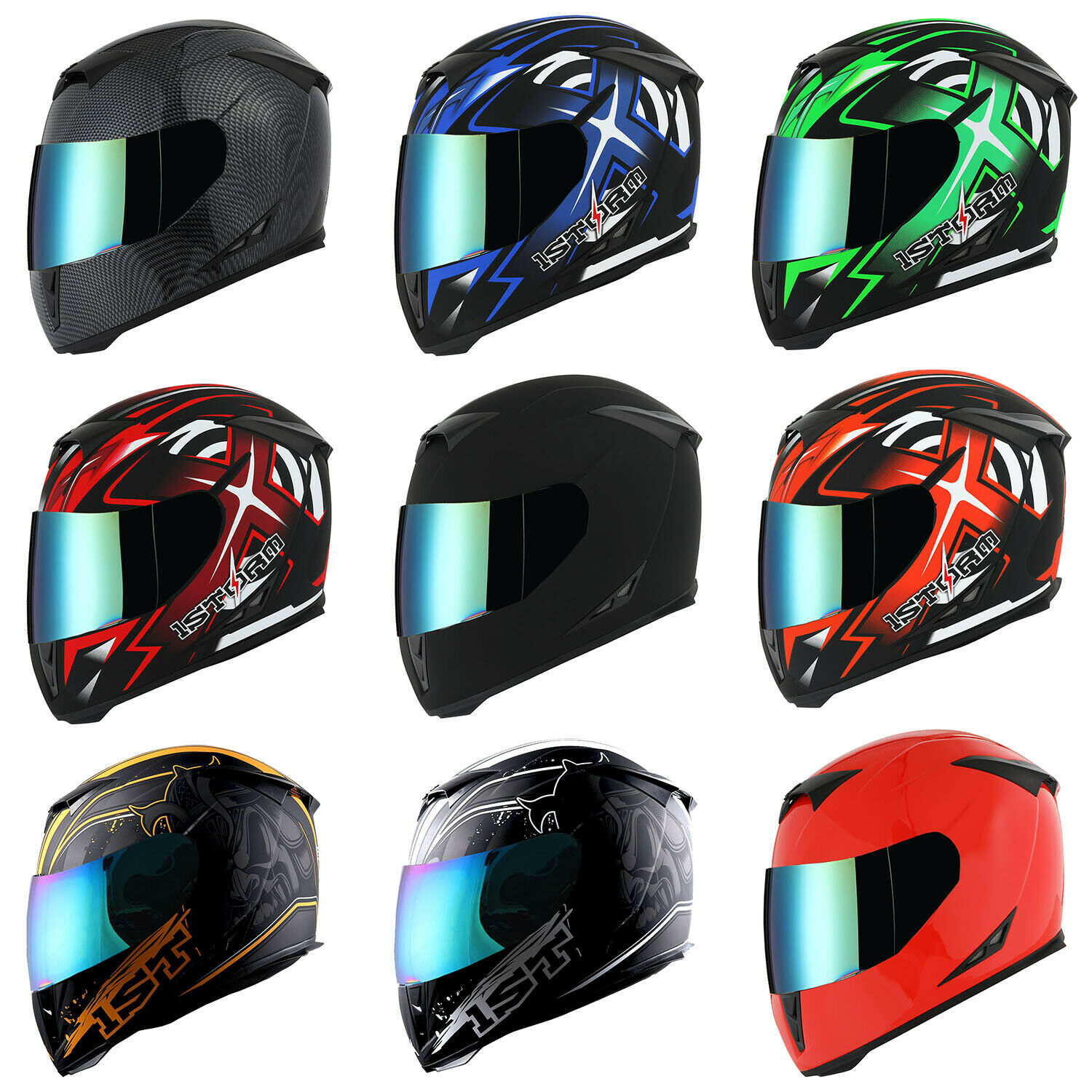 New 1storm Adult Motorcycle Full Face Helmet Skull King + One Extra Clear Shield