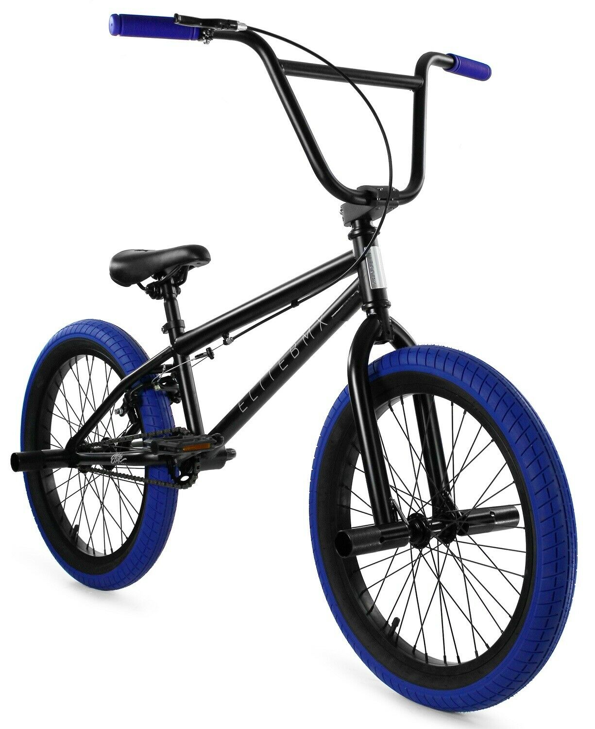 Elite 20" Bmx Stealth Bicycle Freestyle Bike 1 Piece Crank Black Blue New 2021