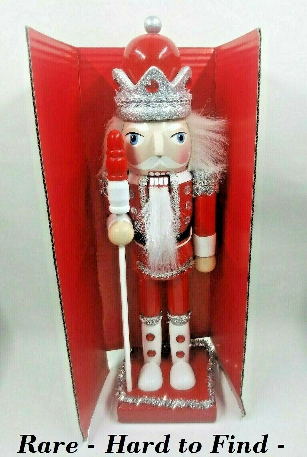 Santa's Old World Kurt Adler Wooden Jeweled Nutcracker Silver Crown King Soldier