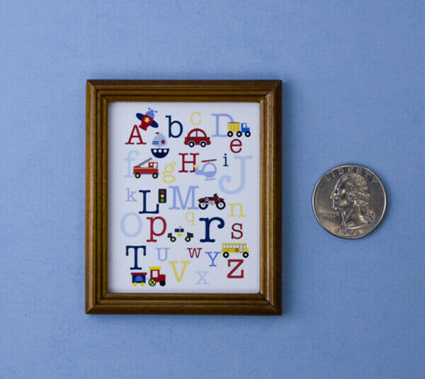 Cute 1:12 Scale Dollhouse Miniature Framed Abc's Nursery Picture #hc325