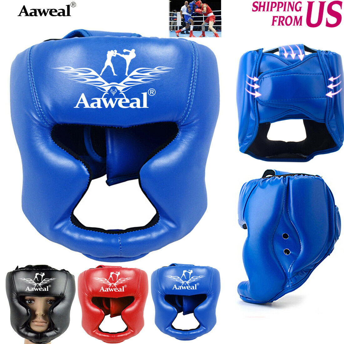 Aaweal Boxing Headgear Protective Gear Head Guard Mma Face Helmet Kickboxing Us