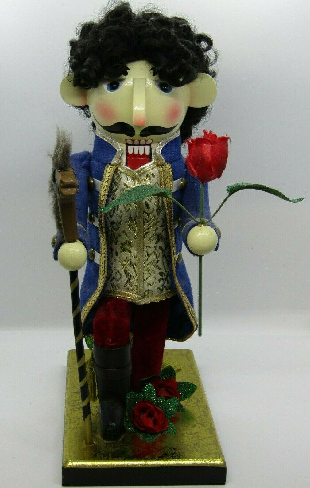 Nutcracker Wooden 13" Romeo Proposing With Holding A Rose & Pony Staff Unique
