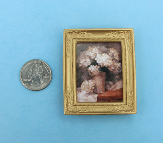 Beautiful 1:12 Scale Dollhouse Miniature Framed Floral Picture #hc44b