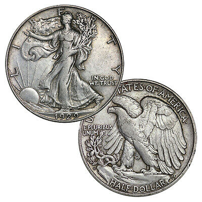 $1 Face - 90% Silver Walking Liberty Half Dollar Circulated (two Coins)
