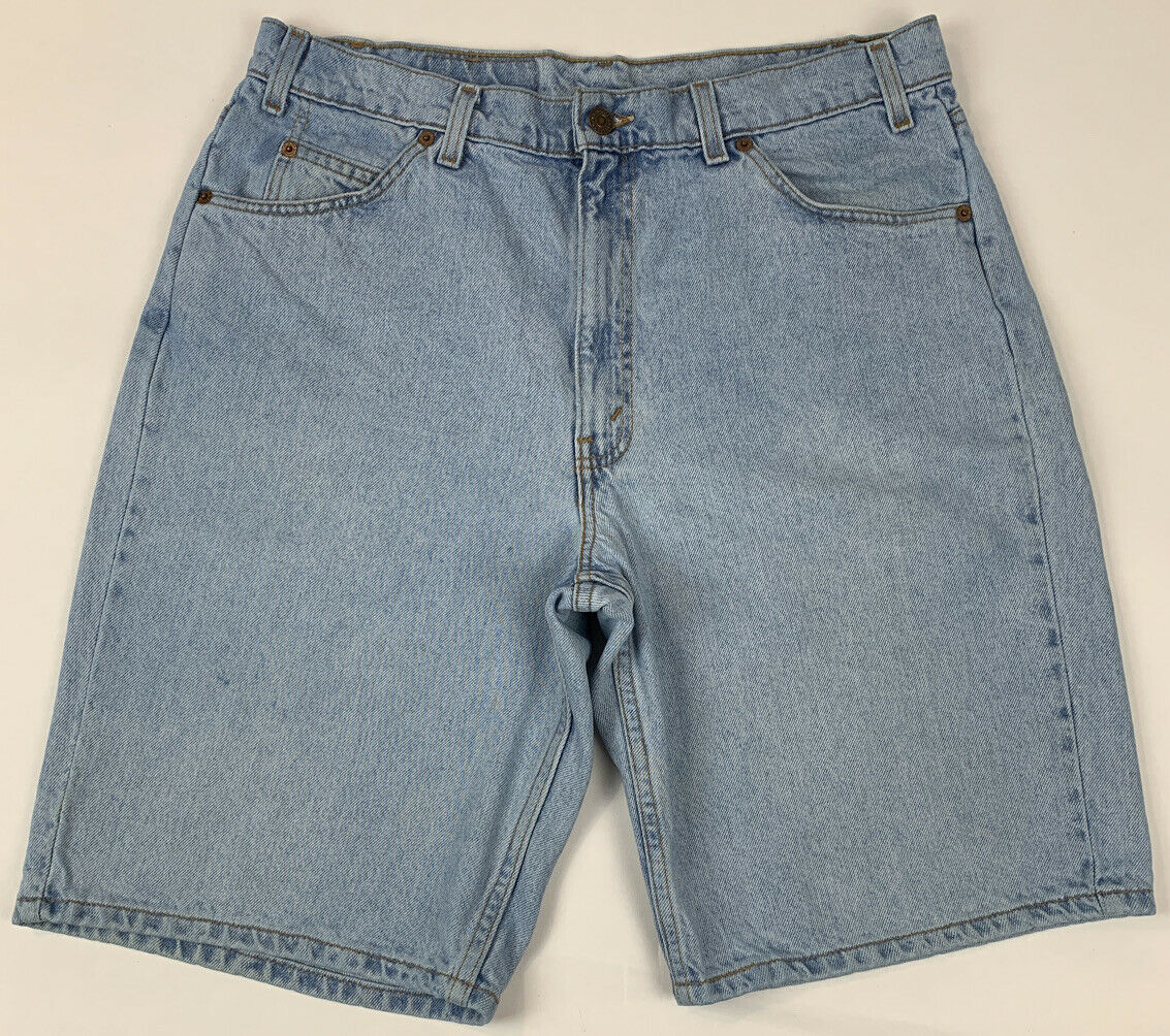 Vtg 90’s Levi's Mens Jean Shorts Orange Tab Relaxed Fit Light Wash Faded Size 36
