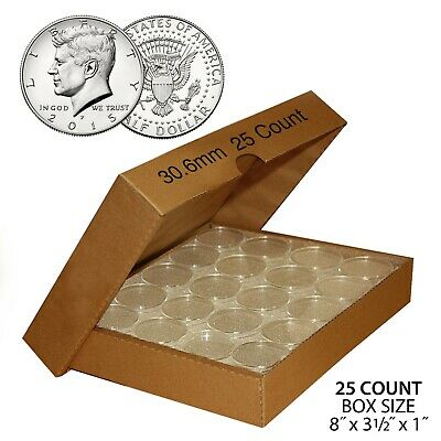 25 Direct Fit Airtight T30 Coin Holders Capsules For Jfk Half Dollar