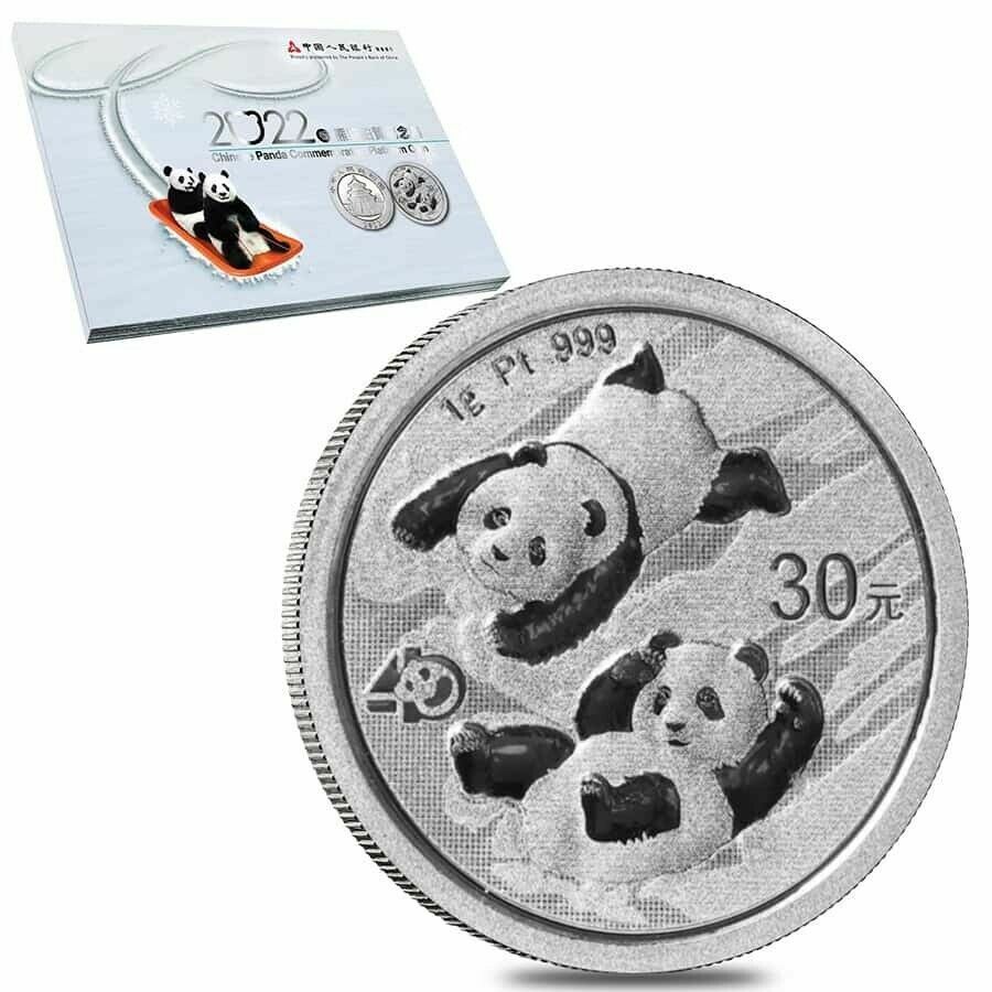 2022 1 Gram Chinese Platinum Panda 40th Ann Privy 30 Yuan .999 Fine Bu