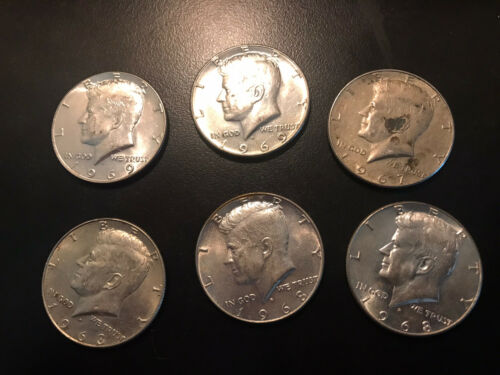 Kennedy Half Dollar 40% Silver Us Mint, All 6 Coins