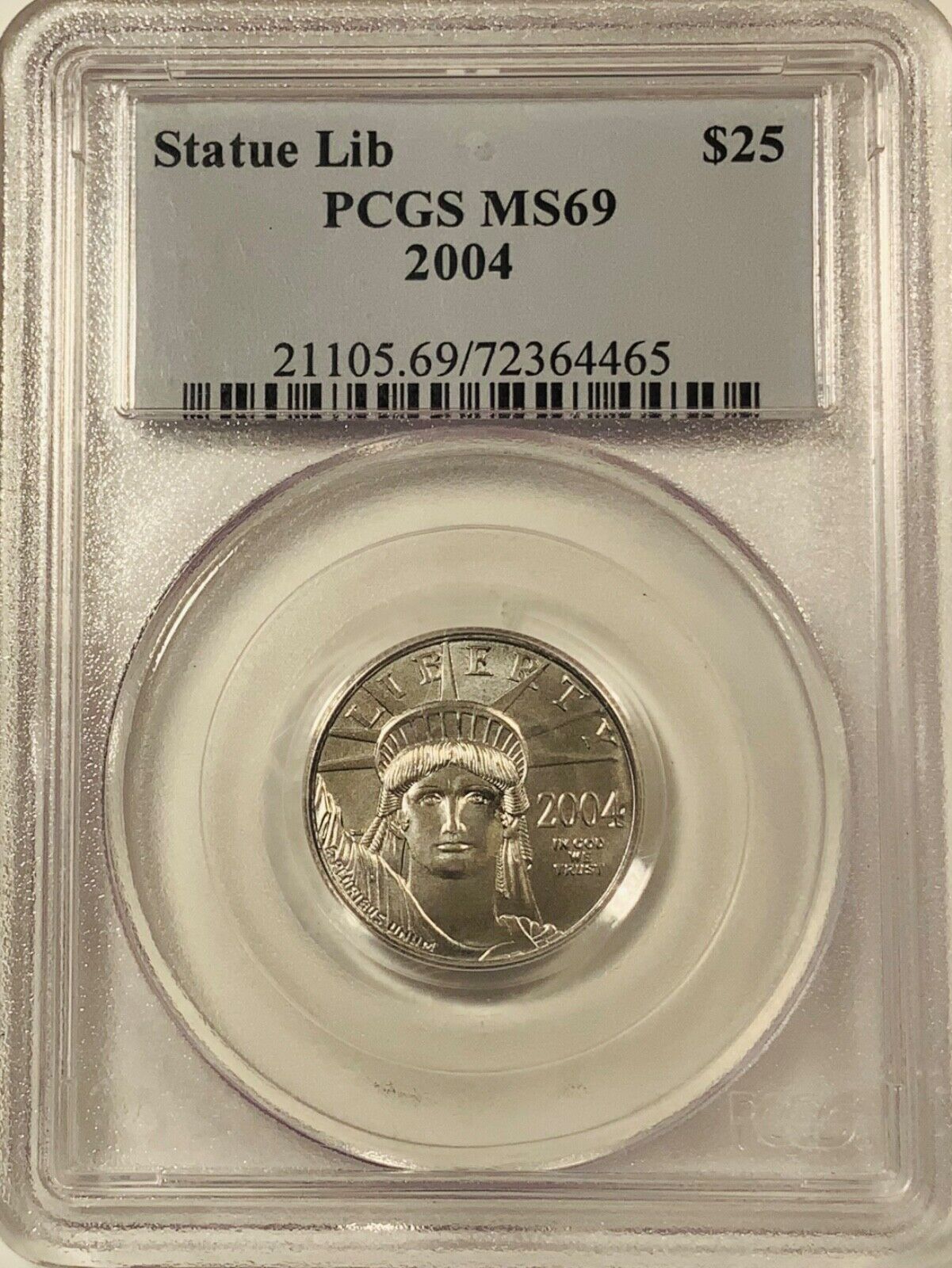2004 Ms69 Pcgs  Platinum Eagle $25 1/4 Oz .9995
