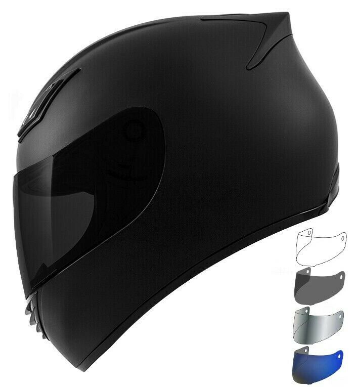 New Motorcycle Helmet Dot Full Face Matte Black + Shield Options - S M L Xl Xxl