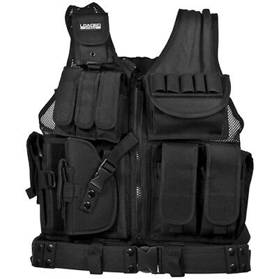 Barska Loaded Gear Vx-200 Black Tactical Vest Left Hand W/ Holster  Bi12154