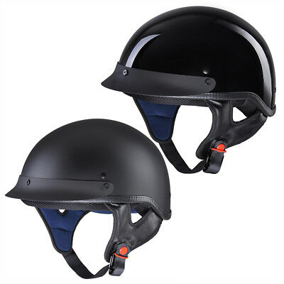Motorcycle Half Helmet Dot Open Face Chopper Cruiser Bike Skull Cap Size S-xl