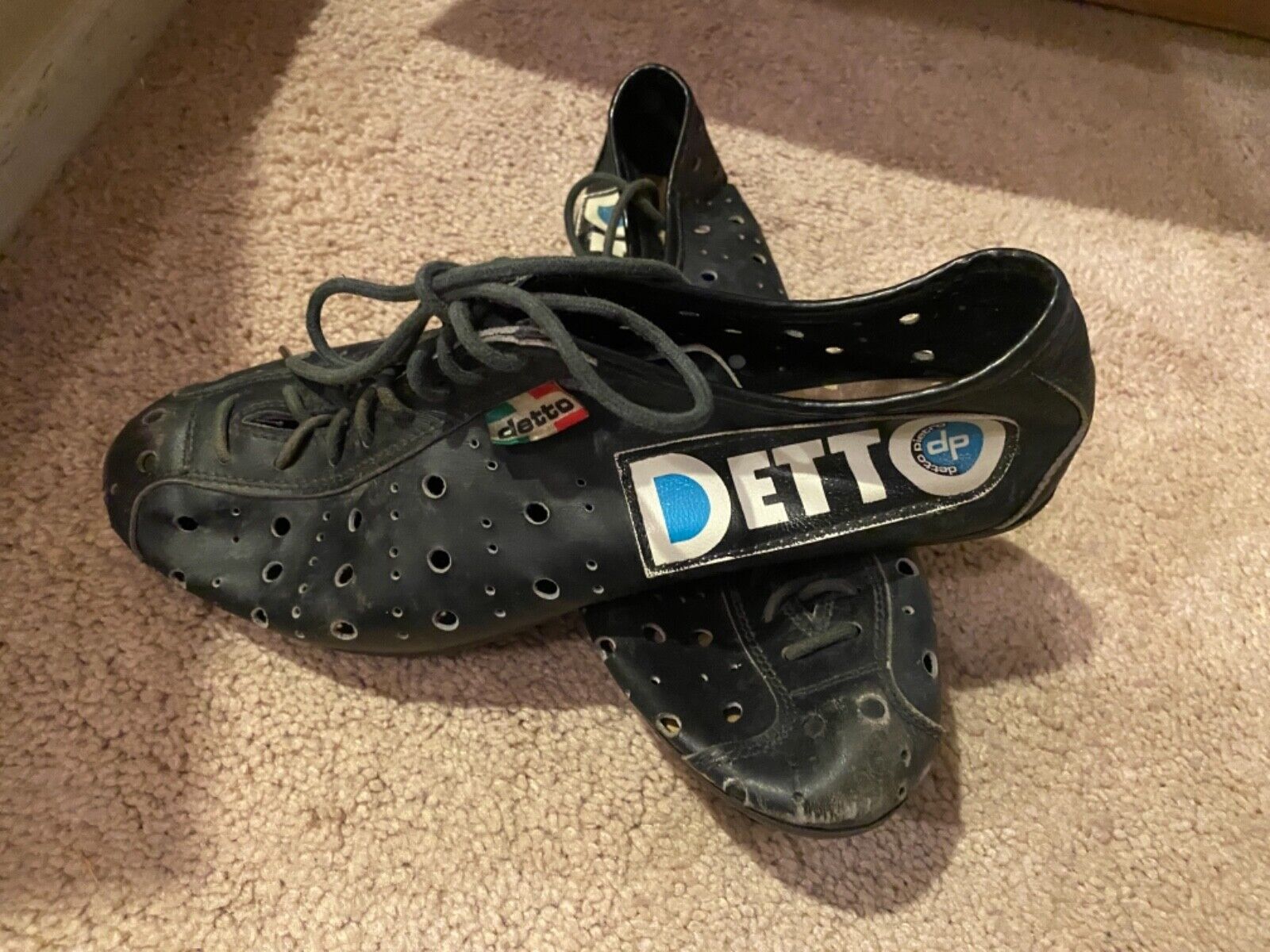 Vintage Black Detto Pietro Cycling Shoes Size 40