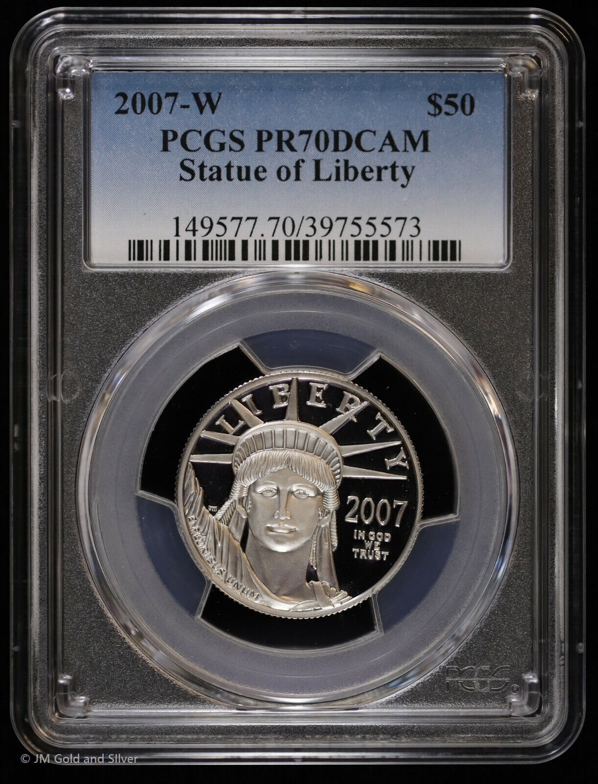 2007 W $50 1/2 Oz Platinum Eagle Proof Statue Of Liberty Pcgs Pr 70 Dcam