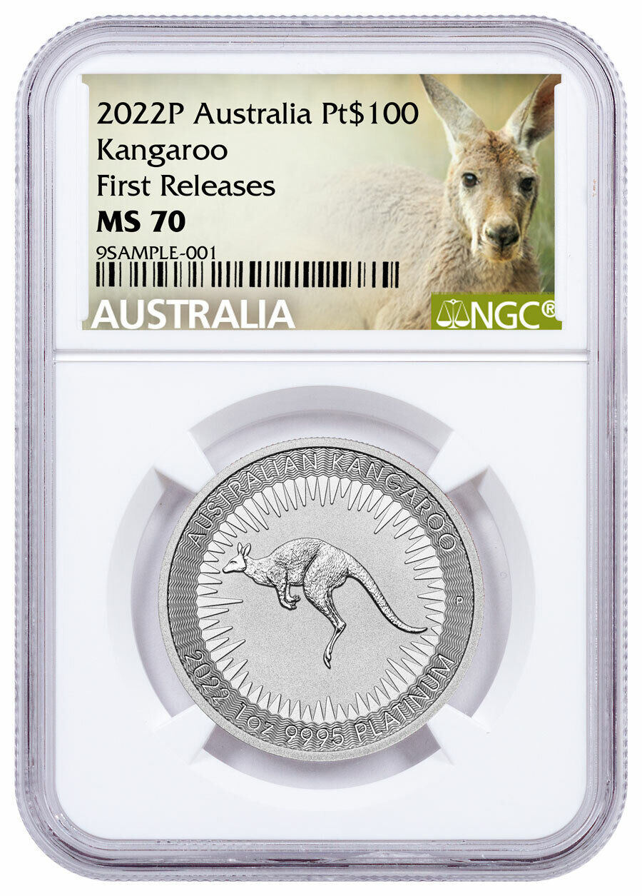 2022 P Australia Platinum Kangaroo 1 Oz Platinum $100 Ngc Ms70 Fr Exclusive Lbl