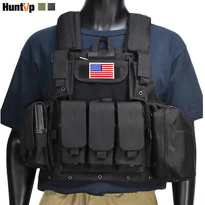 Military Tactical Vest With/without Flag Patch Loaded Gear Molle Plate Carrier