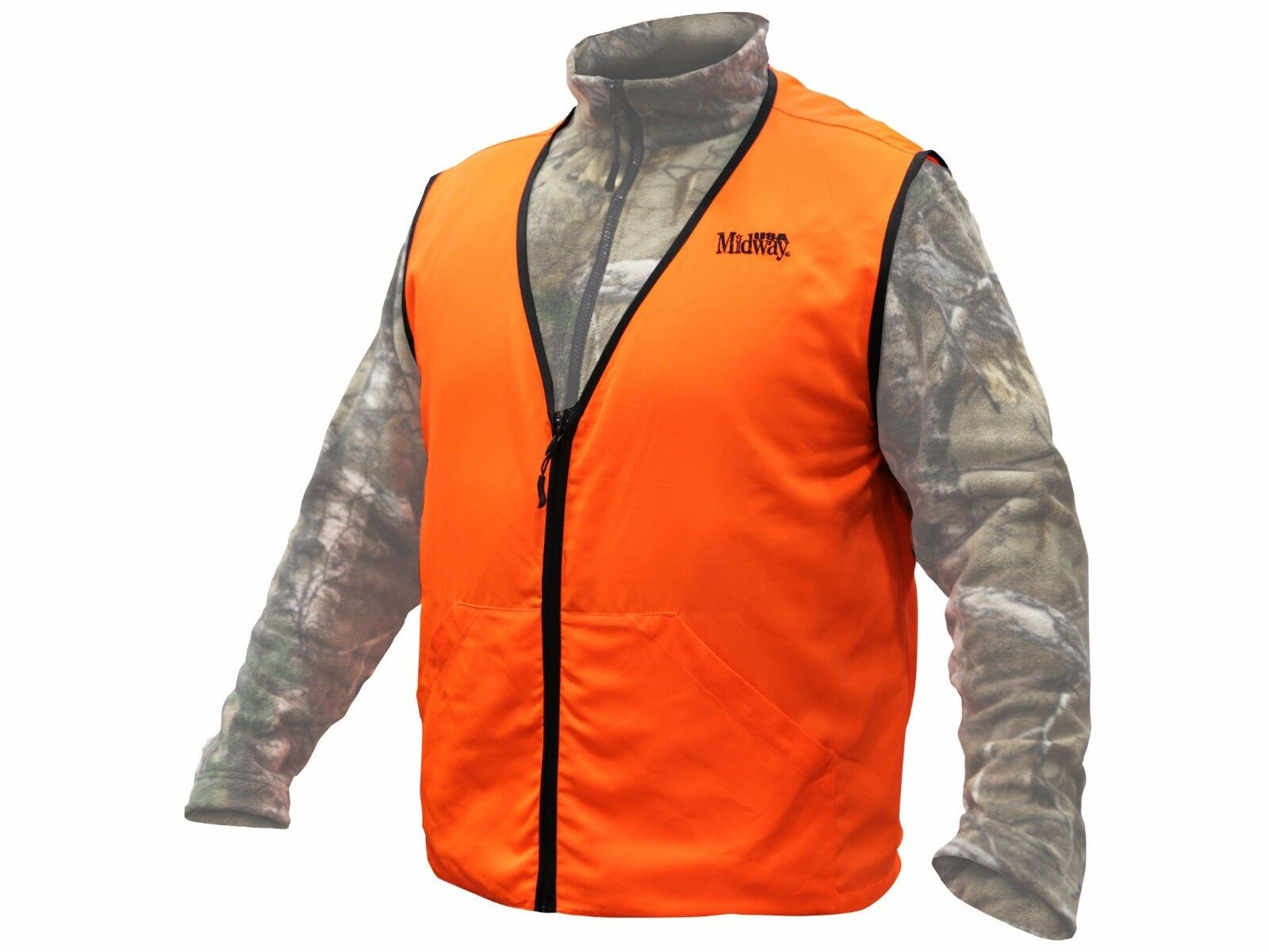 Men's Blaze Orange Vest Hunting Shooting Emergency Safety 2 Pockets Quality Vest