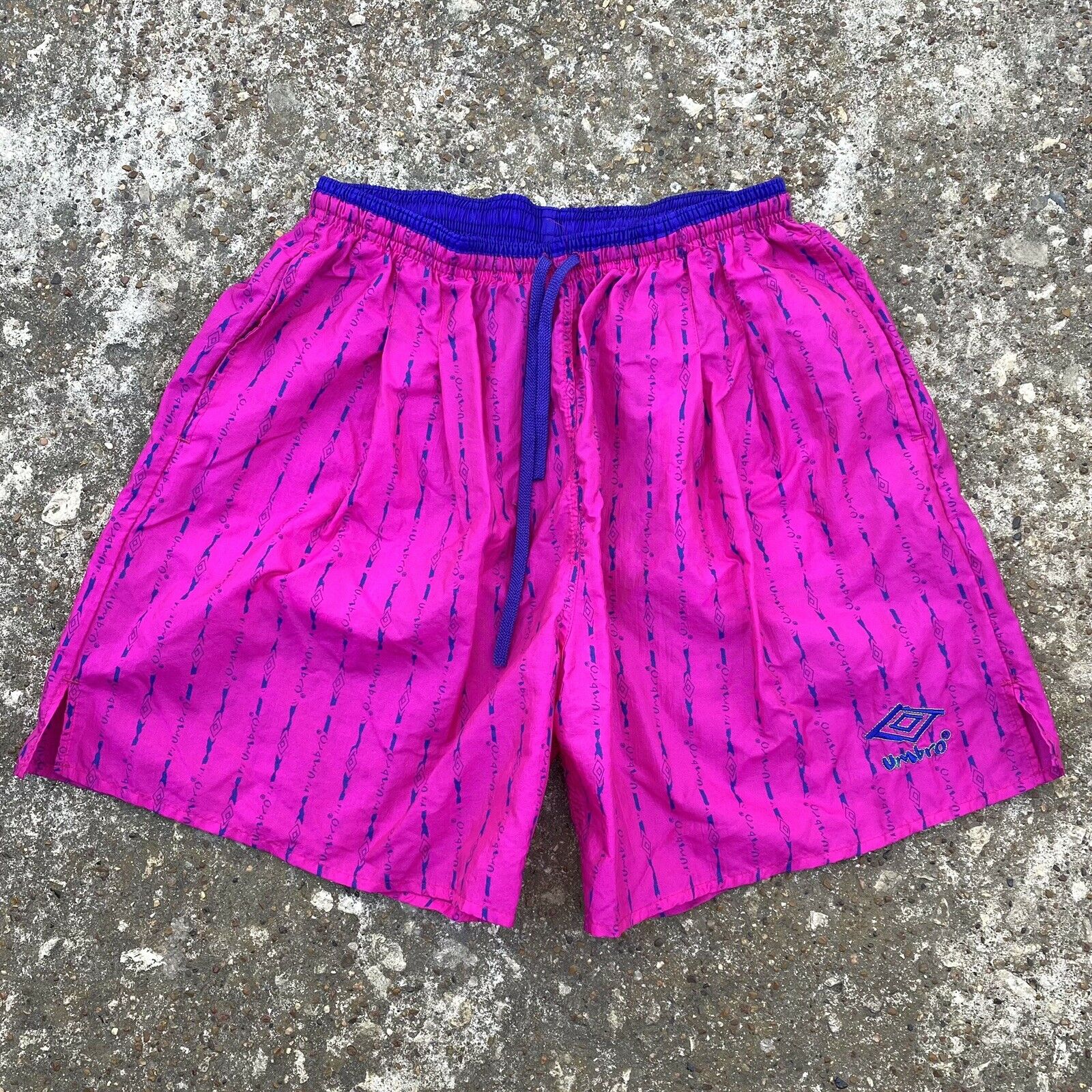 Vintage 80s 90s Umbro Sand Soccer Nylon Shorts Sz L All Over Print Rare Usa
