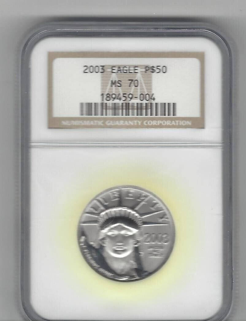 2003 $50 Platinum Eagle Coin Ngc - Ms 70