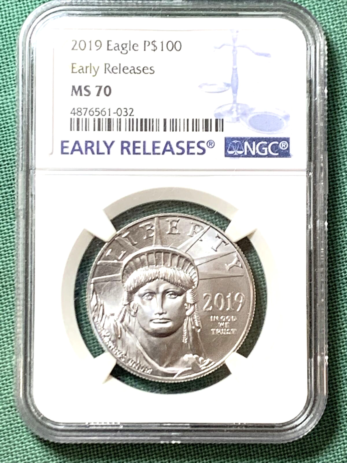 2019 $100 American Platinum Eagle Ngc Ms70 First Day Of Issue Early Release 1oz