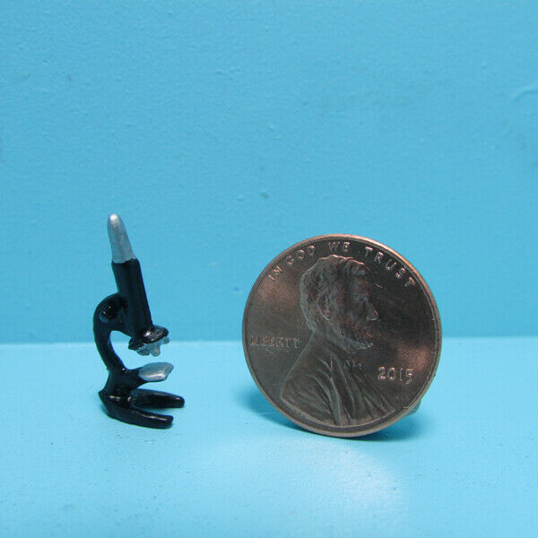 Dollhouse Miniature Metal Science Laboratory Microscope Im65038