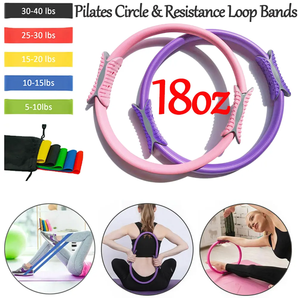 Pilates Ring Yoga Circle Fitness Body Trainer Resistance Bands Exercise Yoga Kit