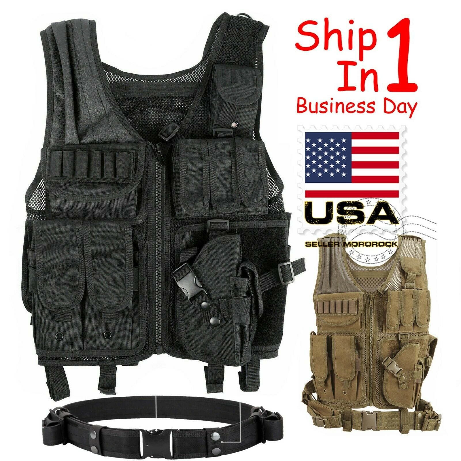 Tactical Vest Military Gun Holder Molle Police Airsoft Combat Assault Gear