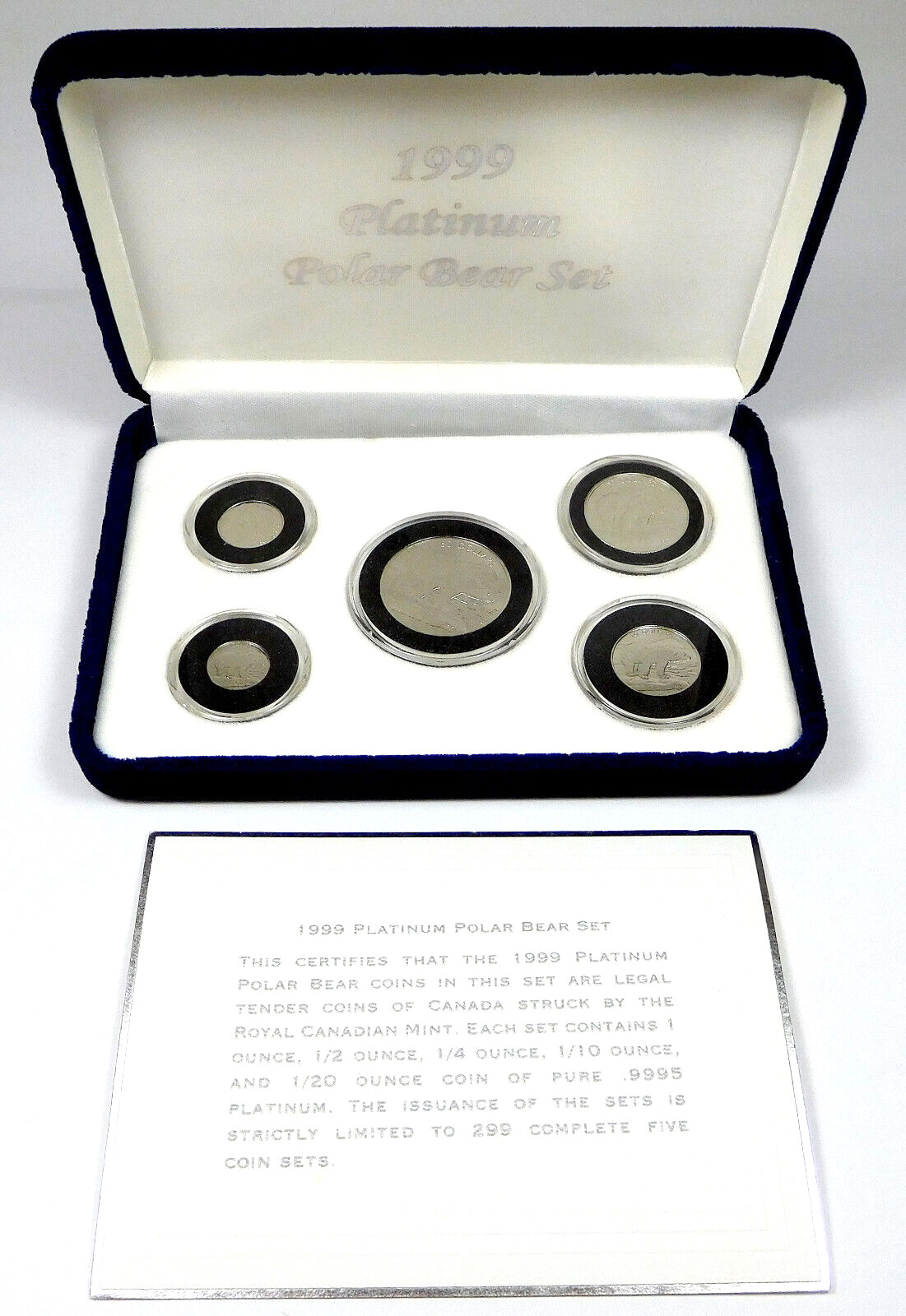 1999 Canada Platinum Polar Bear 5-coin Fractional Set - Ogp