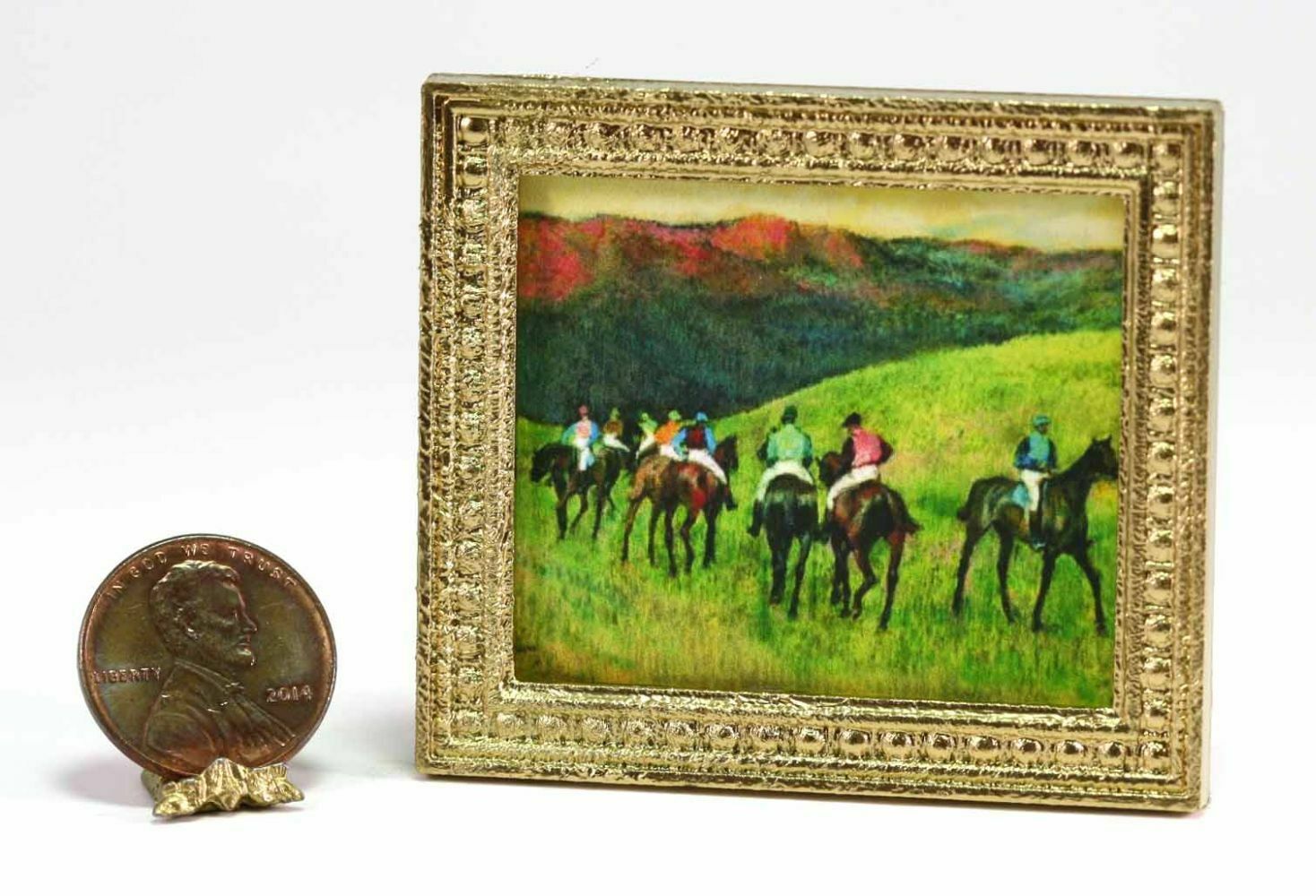 *sale* Miniature 1:12 Scale Artwork Print Of A Degas Equestrian Painting