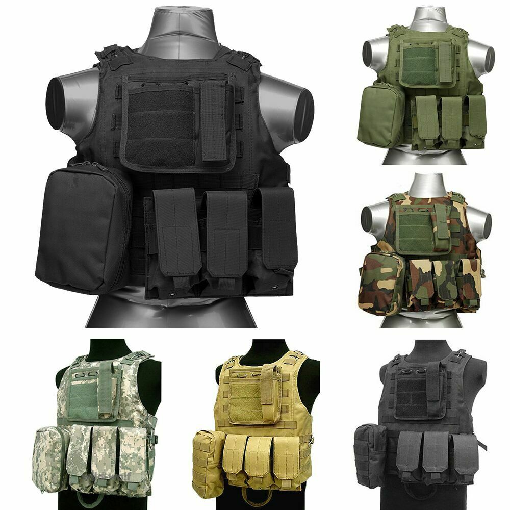 Tactical Vest Military Assault Airsoft Paintball Molle Plate Carrier Combat Gear