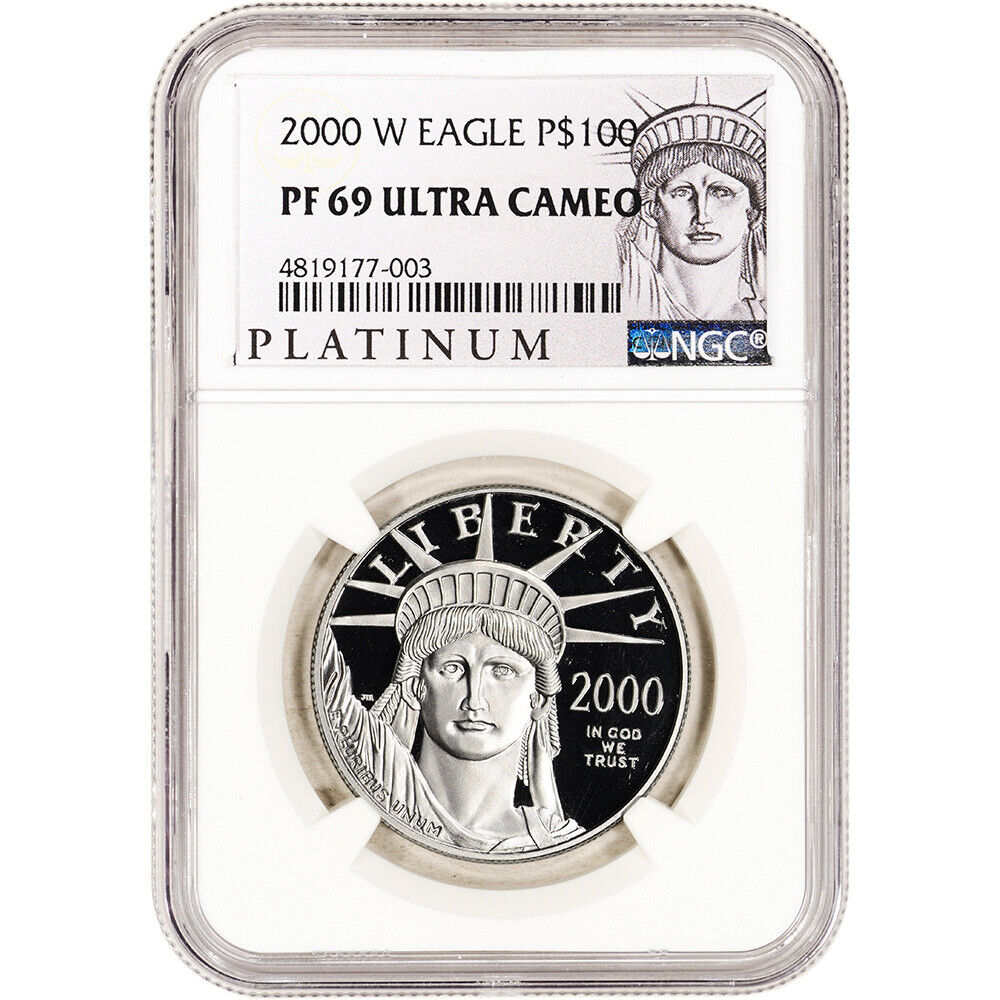 2000 W American Platinum Eagle Proof 1 Oz $100 - Ngc Pf69 Ucam Als Label